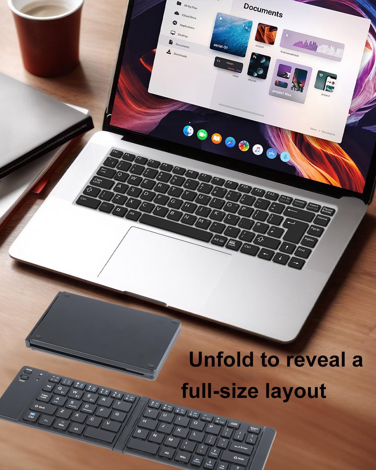 SHARE SUNSHINE Wireless Keyboard Foldable Bluetooth keyboard Slim Small Quiet Portable Compact Handheld Full Size