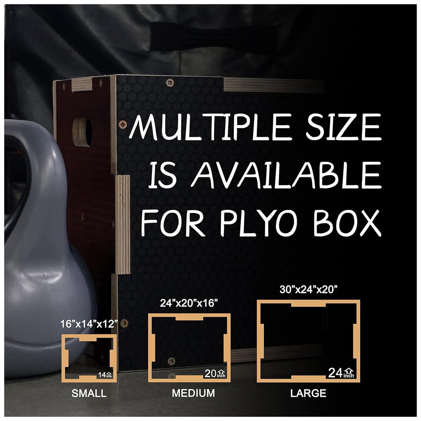 Fitvids 24" x 20" x 16" Non-Slip Wooden Plyo Box Jump Exercise Platform, Plyometric Workout Equipment for Home Gym, Training Step Box, Black