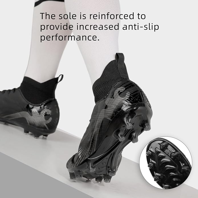 Men's High Top Soccer Shoes FG Long Spikes Adult Football Shoes Lightweight Professional Athletic Training