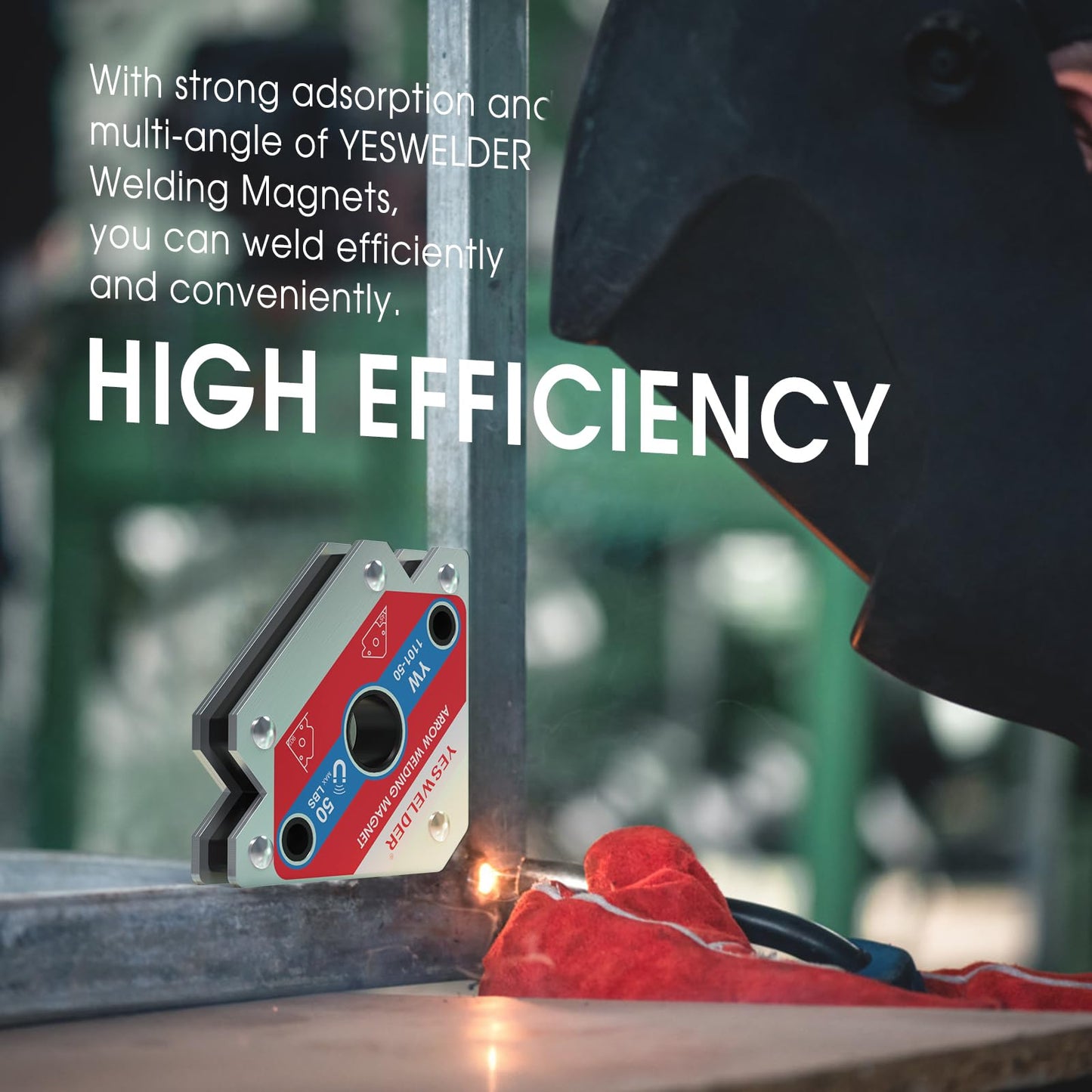 YESWELDER MIG-205DS PRO MIG Welder 5 in 1 Gas MIG/Flux Core MIG/Spool Gun MIG/Lift TIG/Stick & 50 LB Welding Magnet-4 Pieces of Magnetic Welding Holder 50 LBS Holding Power Welding Accessories