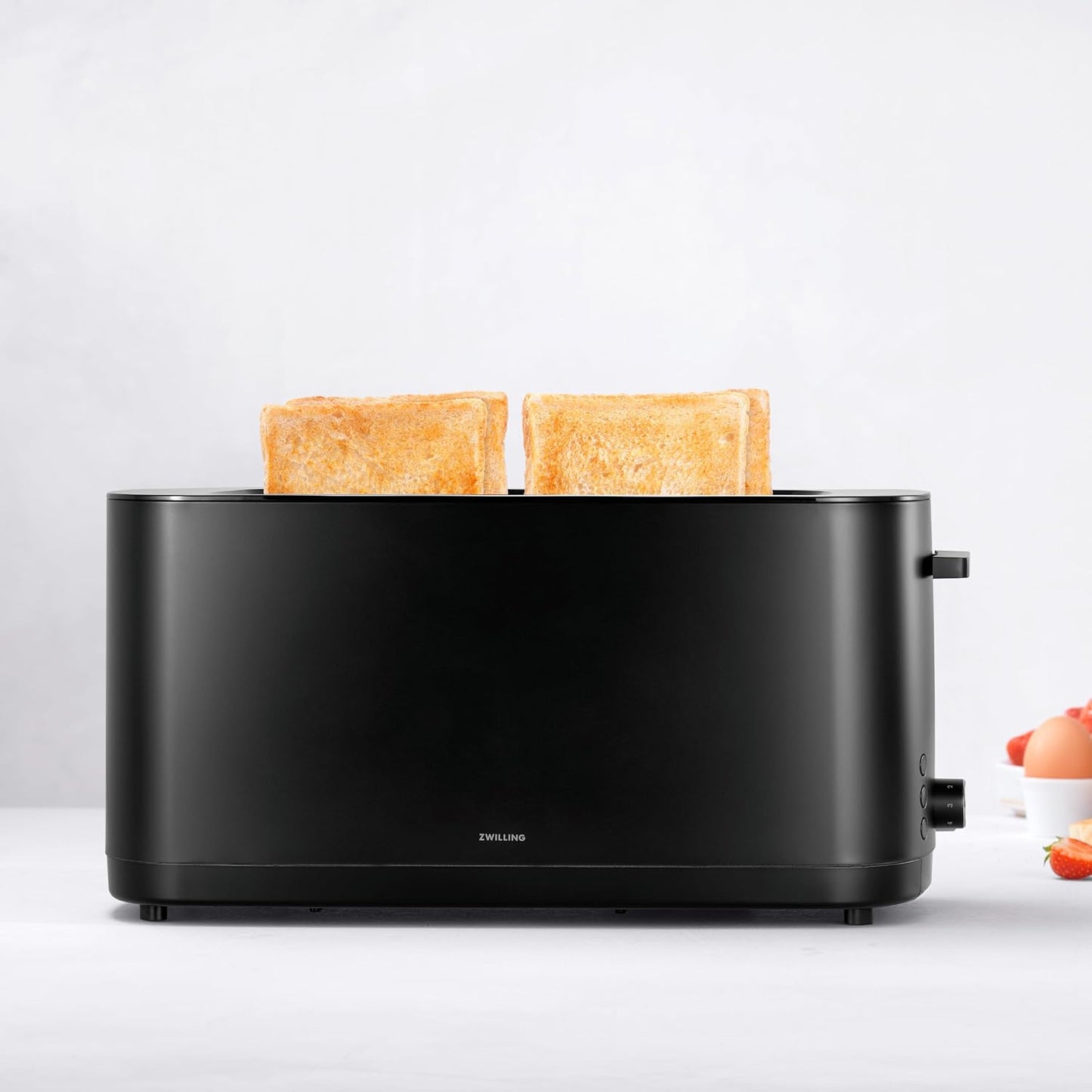 ZWILLING Enfinigy 4-Slice Long Slot Toaster - Extra Wide 1.5" Slots for Bagels & Toast | Sleek Black Design
