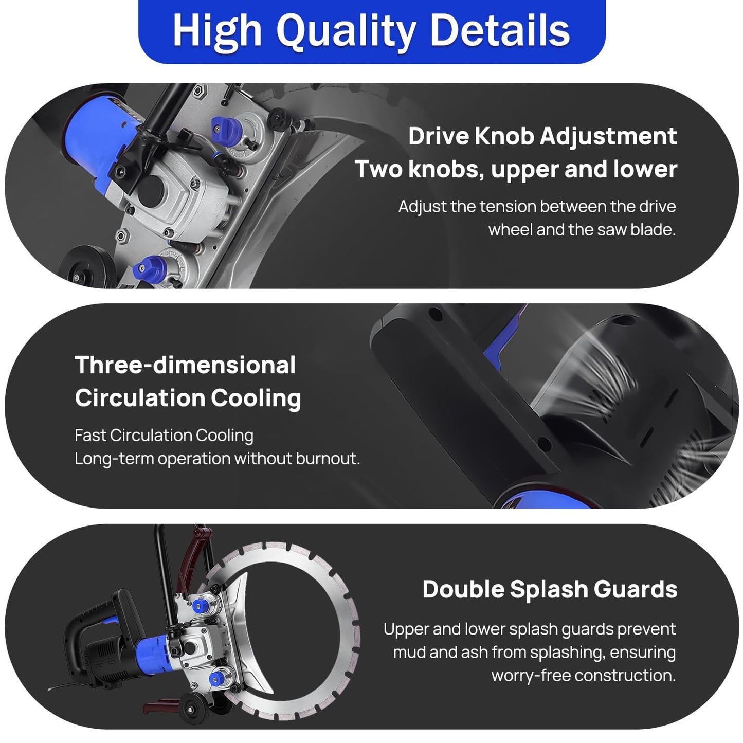 Bonxrdun Electric Concrete Saw, 9000W 110V 400MM Diamond Grain Blade, Ring Concrete Saw Cutter, for Construction Site, Road Repair, Municipal Engineering & Concrete Slab