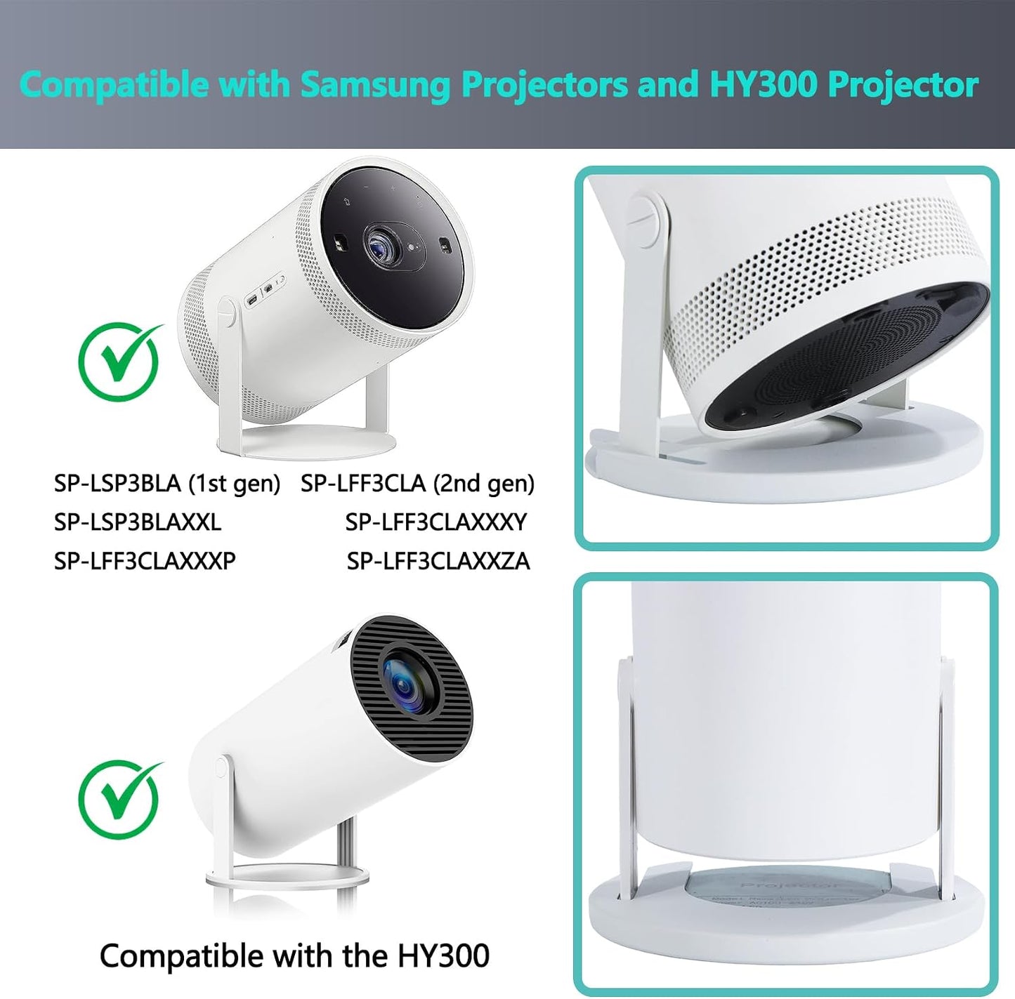 Tjweiqing HY300/Freestyle 2 HY300 3D-Printed) Projector Mount Compatible with Samsung Freestyle Projector, Compatible