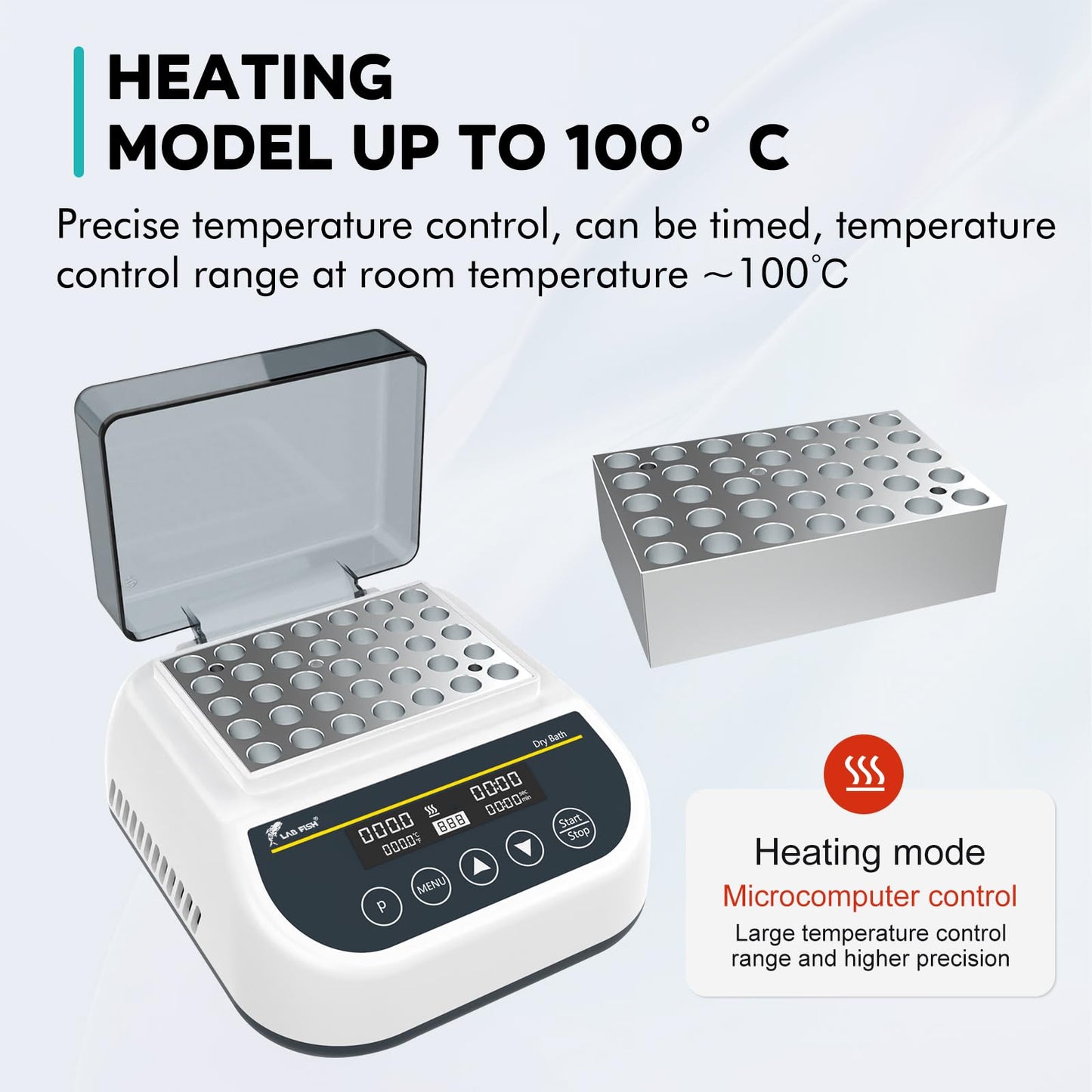 LAB FISH Heating Digital Dry Bath Incubator Laboratory Thermostatic Heater,Programmable Timer | Dry Block Incubator with 1.5ml*35 Centrifuge Tubes Block