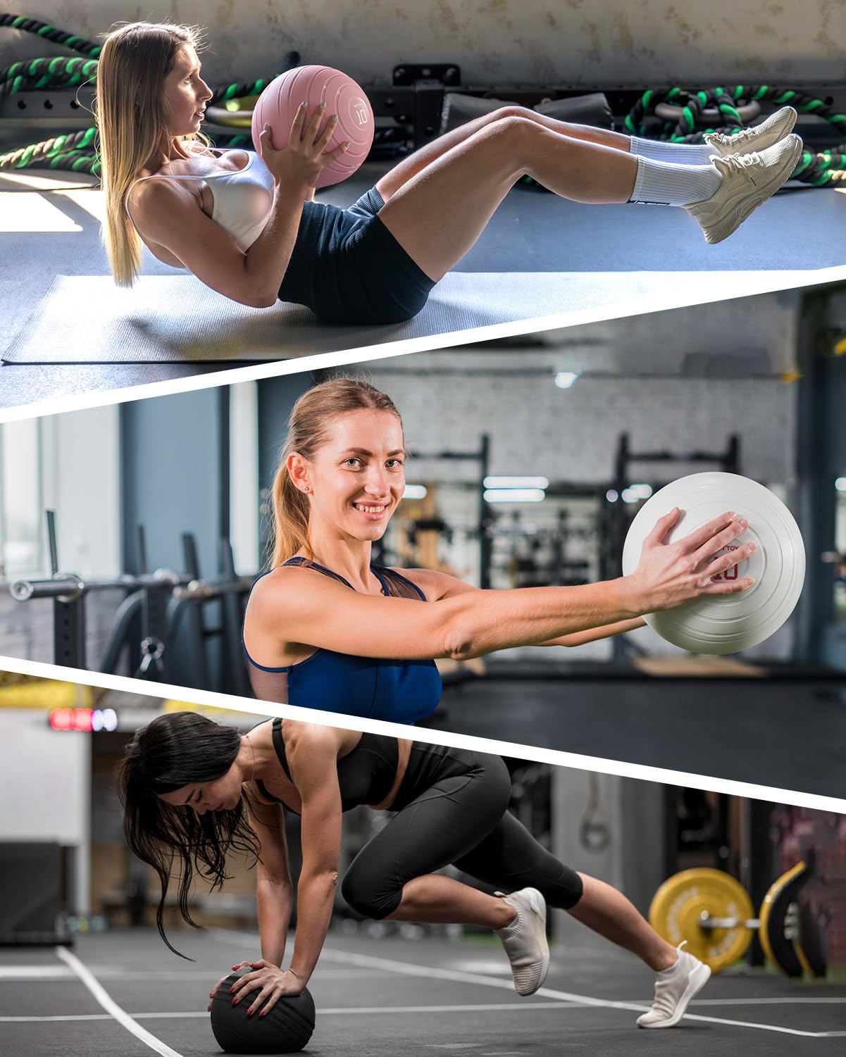 YOTTOY Medicine Ball for Exercise-slam Ball for 6&10&15 lb,Non Slip Grip,Durable Construction,Sand Filling Training,Workout,Gym for Man&Woman (Ivory White, 15lb)