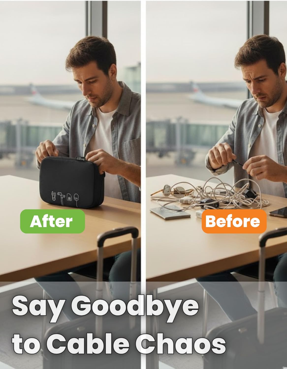 Backpack Digital Accessory Pouch Portable Travel Organizer Bag for Cables Chargers Earbuds Power Banks SD Cards USB