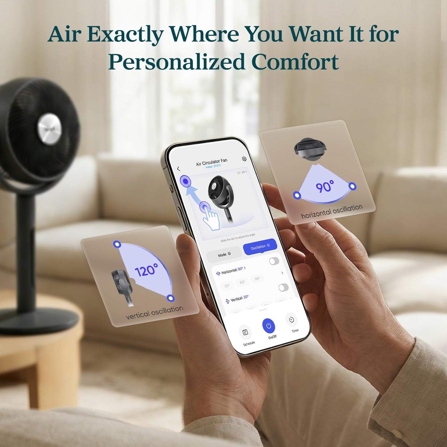 Levoit Standing Smart Fan for Bedroom, 1451CFM Ultra-High Airflow, 12H Timer with WiFi/Voice/Remoter, Auto 120°+90° Oscillating, Quite 20dB, 12 Speeds, 4 Modes, DC Motor, 2 in 1 Pedestal & Tabletop