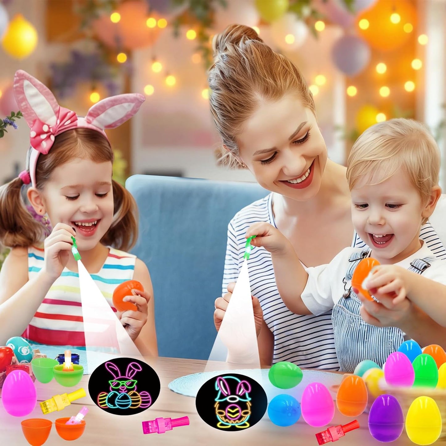 Skiennix 24 Pack Easter Eggs - LED Light Up Toys for Glow In The Dark Fun | Non-Candy Gifts & Party Favors