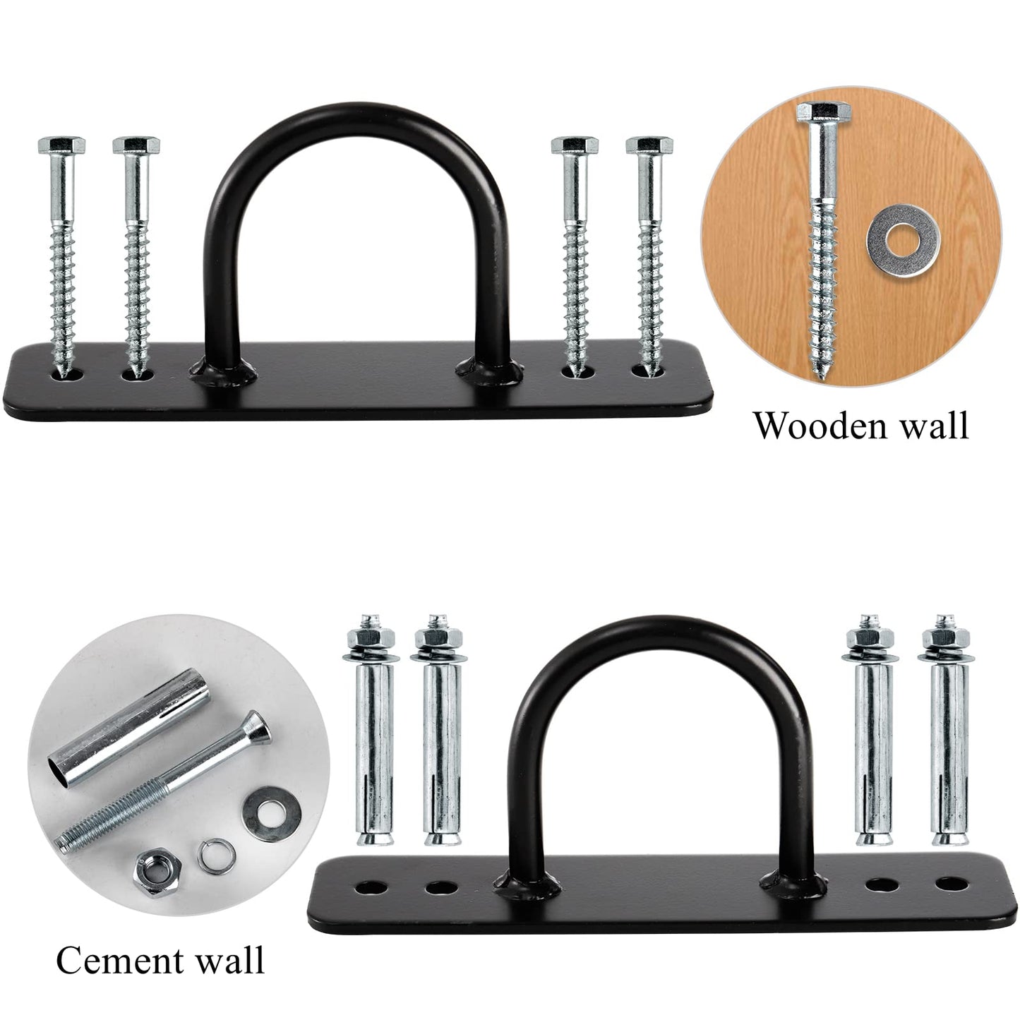 Lyellfe 2 Pack Battle Rope Anchor, Wall Ceiling Mount Bracket for Suspension Strap, Body Weight Strength Training Systems, Heavy Duty Hammock Hanging Kit for Battle Rope, Yoga and Gymnastic Rings