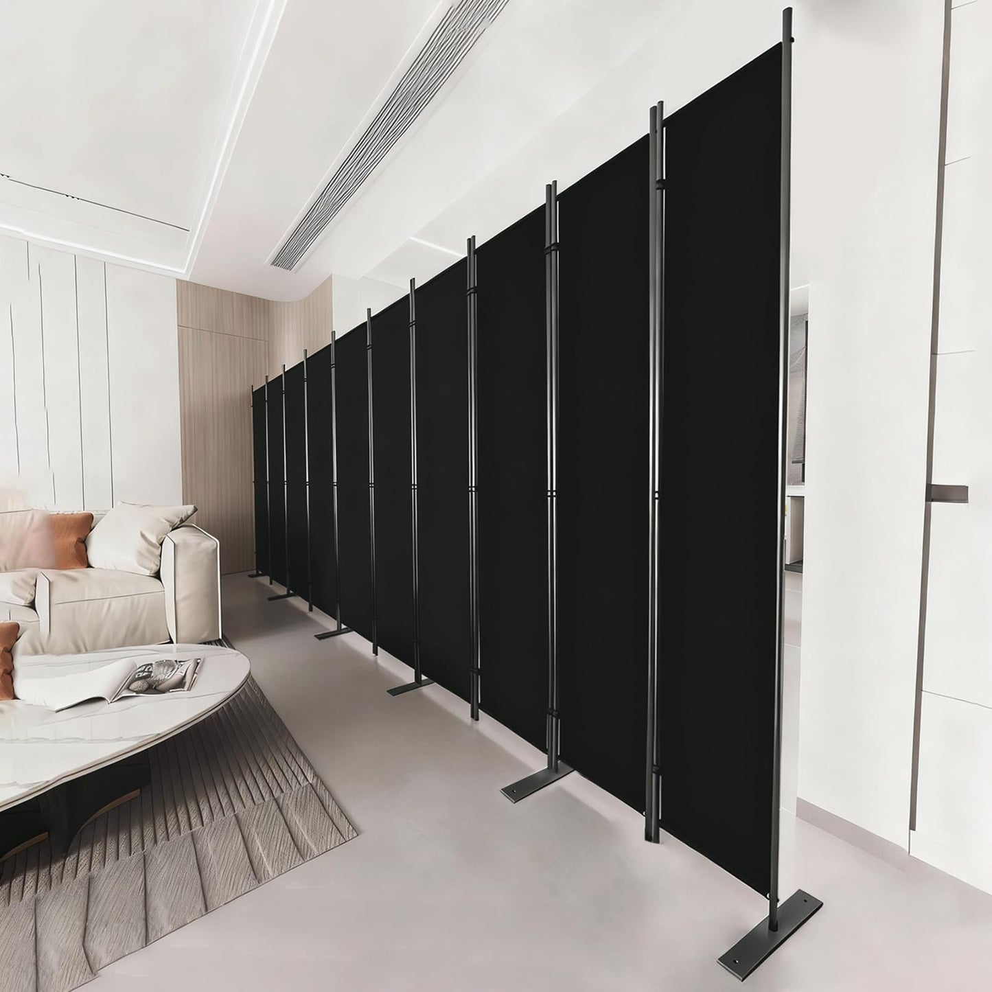 C-Hopetree 10 Panels Room Divider, 6 Ft Tall Indoor Folding Privacy Screen, Portable Partition Separator, Freestanding Separation Temporary Wall for Office, Bedroom, 197" W X 71" H, Black