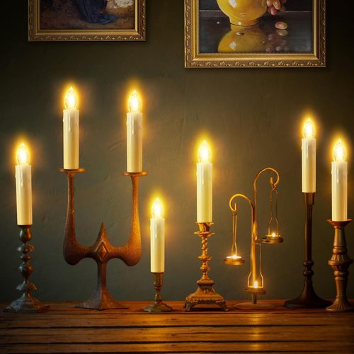 JOSU Flameless LED Taper Candles - 12Pcs Battery Operated with Remote Timer | Warm White for Home Decor