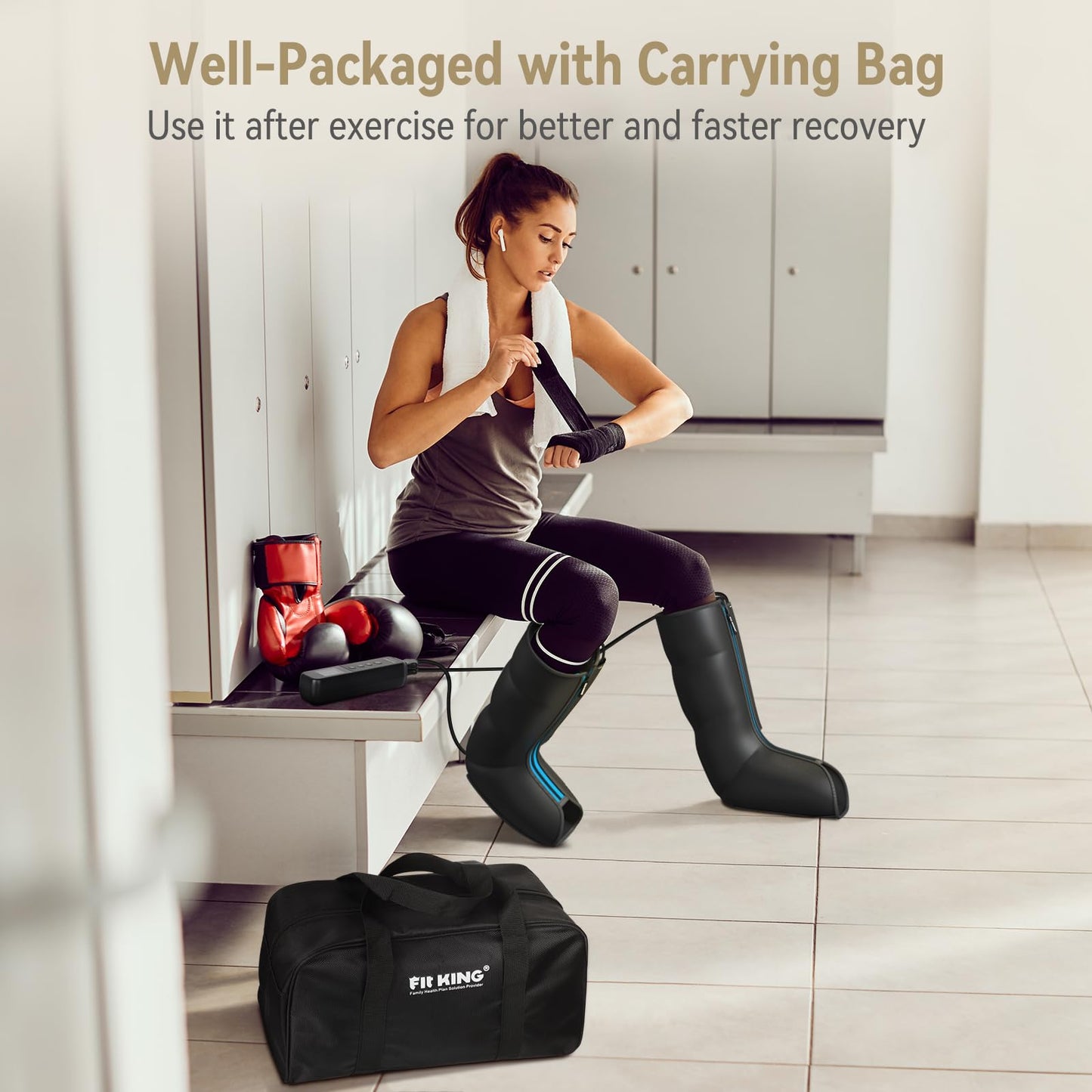 FIT KING Leg Massager with Heat and Compression Therapy – Leg Massage for Circulation, Swollen Leg, RLS Pain, Fatigue Relief – Foot Calf Massager Boots – Mother Day Gift for Mom