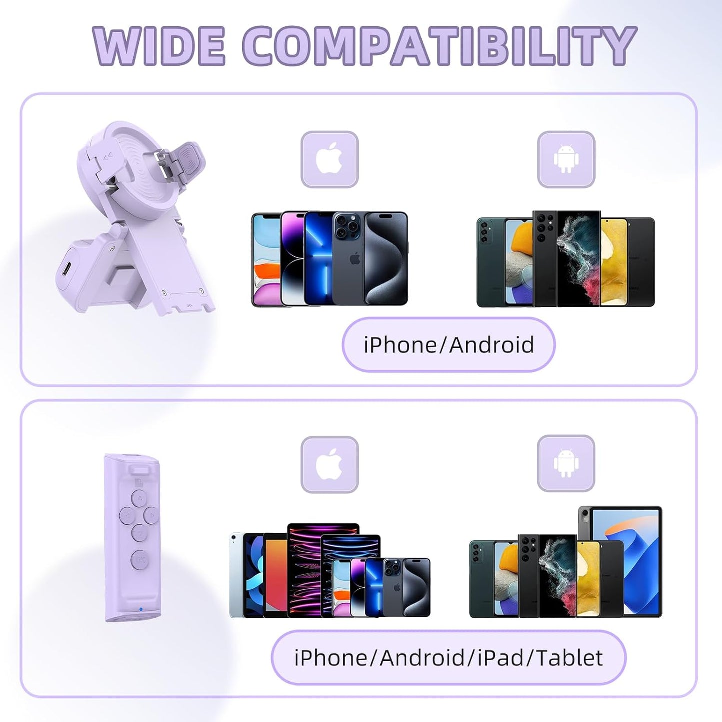 MILOUZ Remote Control Scrolling for Tiktok with Phone Stand,Page Turner for Kindle App E-Book,Bluetooth Camera Shutter