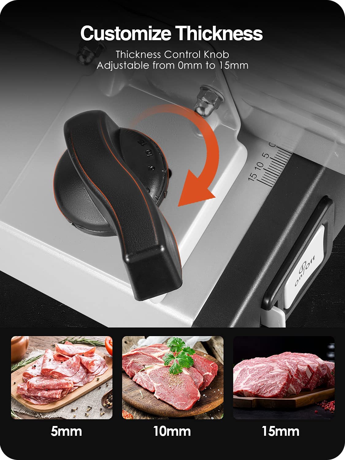 OSTBA Meat Slicer 200W Electric Deli Food Slicer with 2 Removable 7.5" Stainless Steel Blade, Adjustable Thickness for Home Use, Child Lock Protection, Easy to Clean, Cuts Meat, Bread and Cheese
