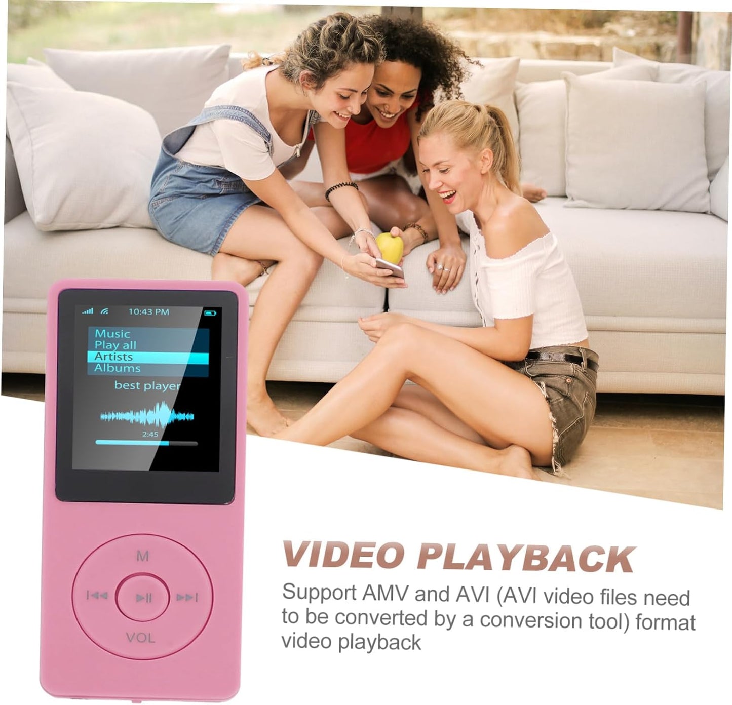 COOLHIYA Lossless Sound Player with Screen Portable Media Player for Students Supports Amv Formats Easy USB Transfer