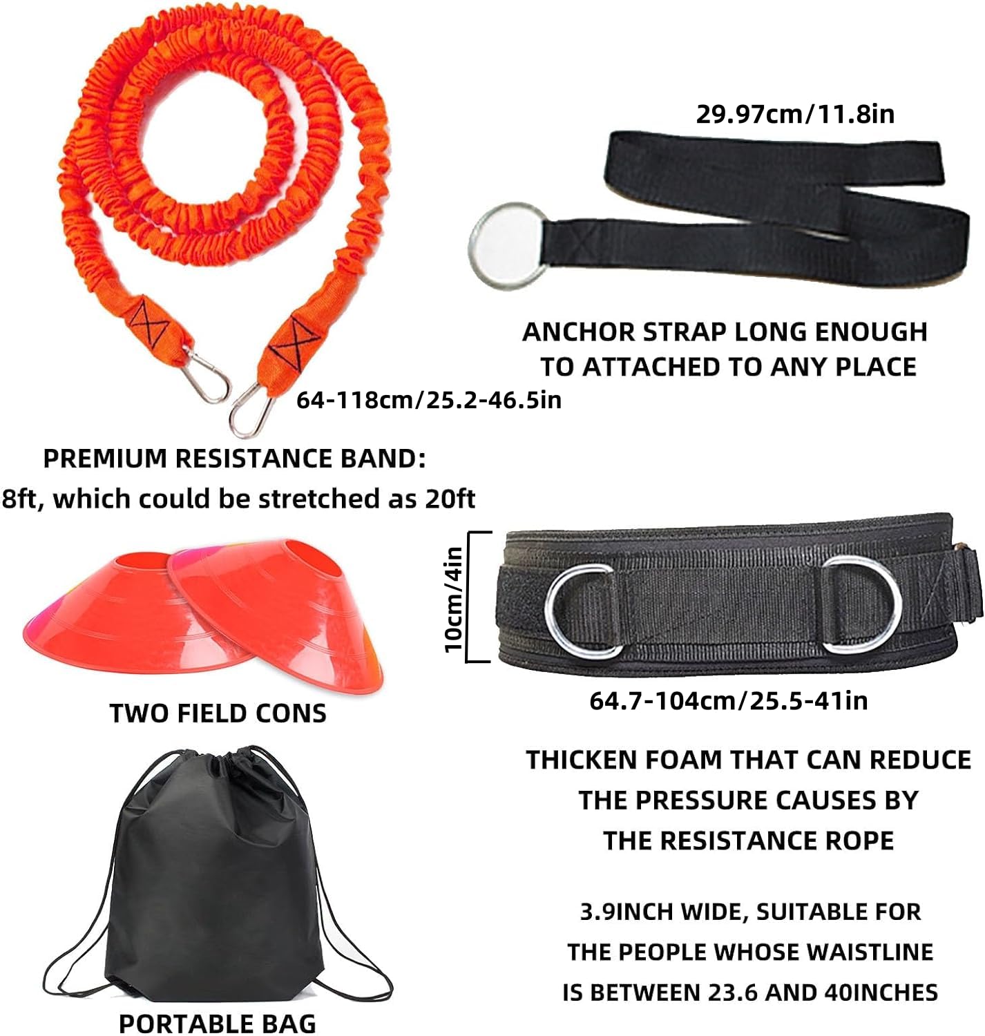 OYINDIZ Speed Training Equipment, Resistance Bungee Band Multi-Sport Exercise Set Improve Focus Explosive Agility Power Strength Vertical Jumping Basketball Tennis Football Volleyball