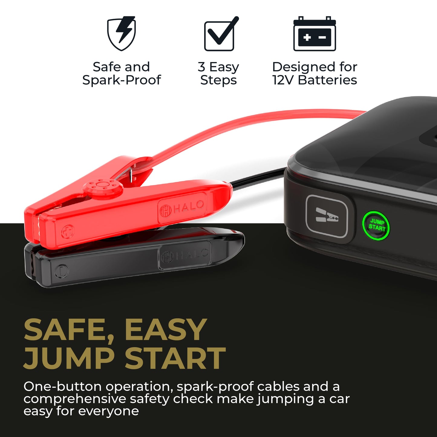 HALO Bolt Ultimate 3 Portable Car Battery Jump Starter | 130 PSI Air Compressor, 55.5Wh USB Power Bank, Large Display, Emergency Floodlight & Charger, Jumps Cars SUVs & Trucks, Inflates Tires — Cobalt