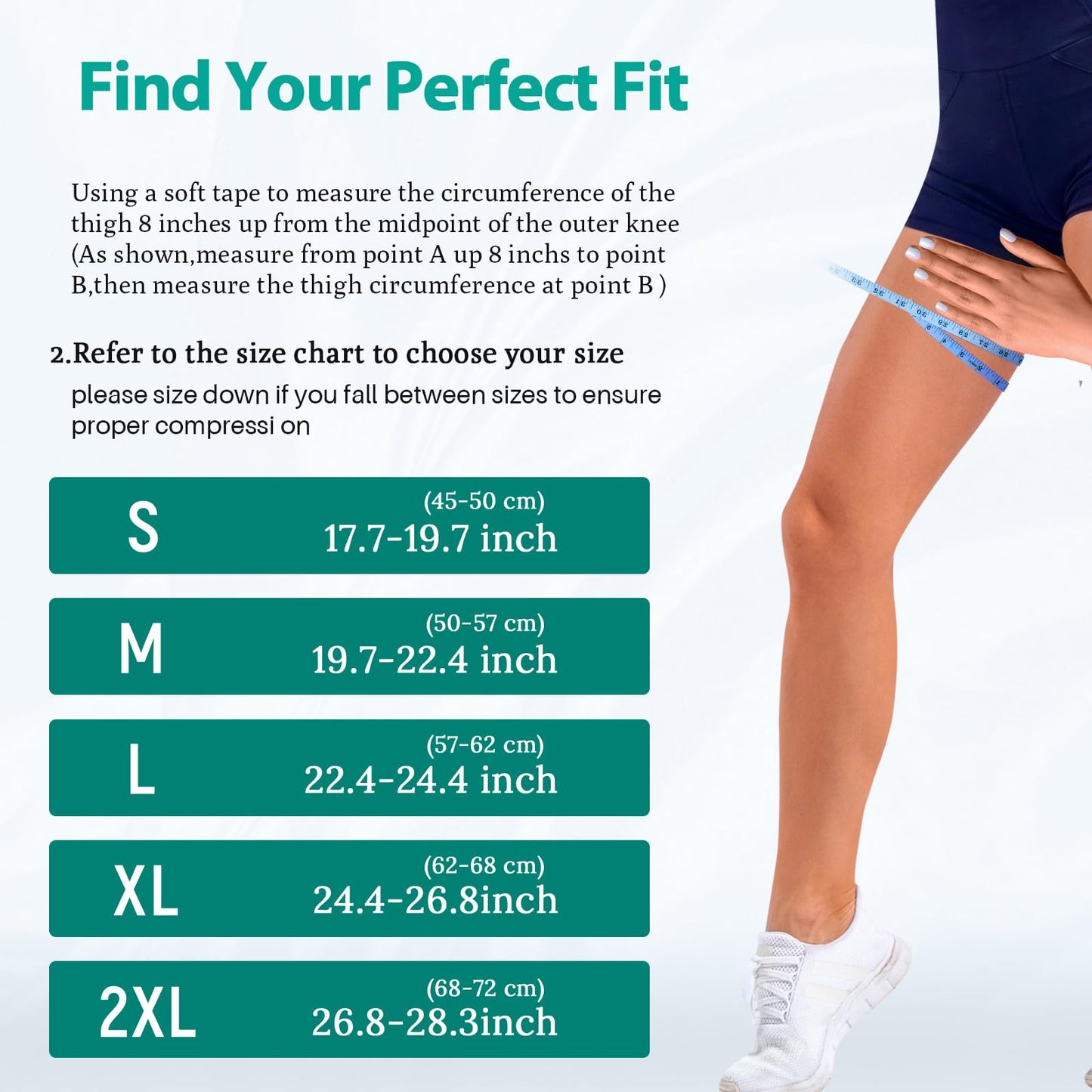 Hamstring Compression Sleeve (Pair) – Copper Thigh Support for Women & Men Relieve Groin Pull (Black, Large)