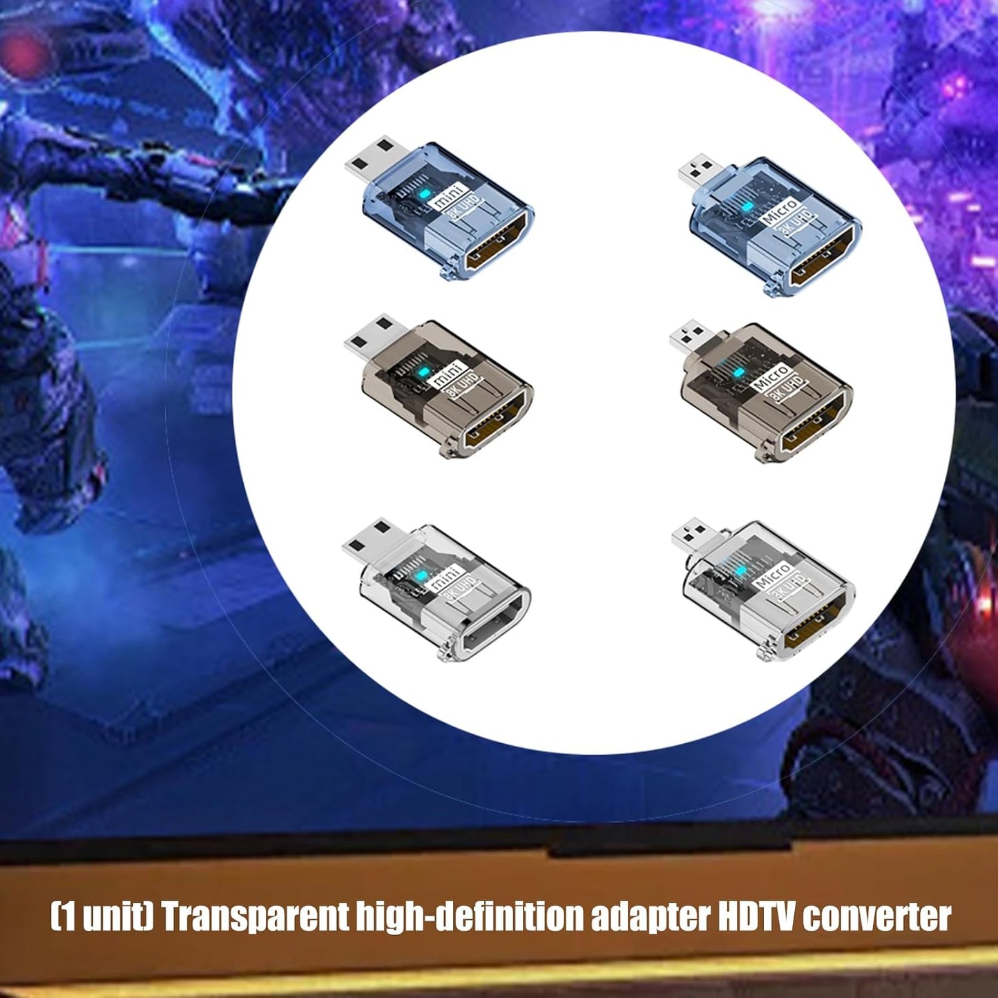 Shinycome 8K Portable HDTV Adapter Shock Resistance Travel Use Entertainment Compactly HDTV Video Converter