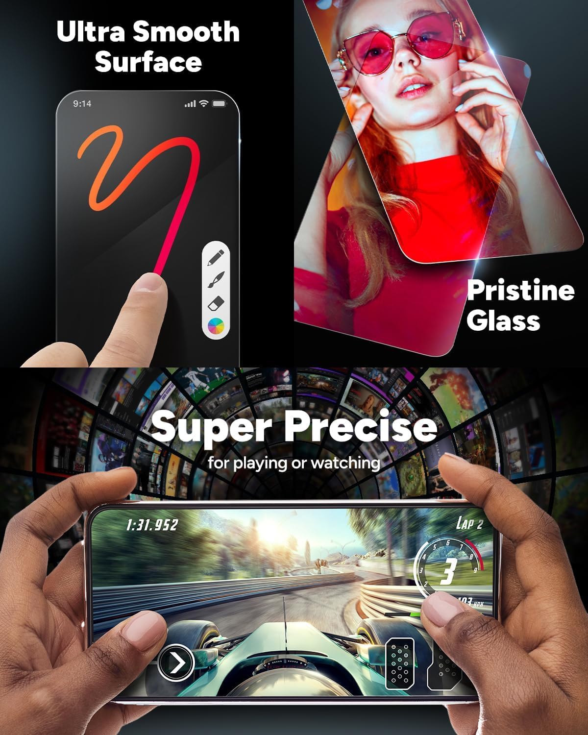360 16/15 4-Way 5X ZAGG InvisibleShield Glass Privacy iPhone Screen Protector - Privacy Filter, Stronger