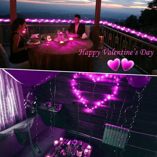 JMEXSUSS Pink String Lights - 33ft Battery Operated 100 LED Fairy Lights with Remote | 8 Modes for Outdoor Decor