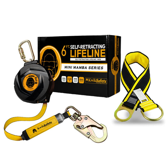 KwikSafety - 6' mini Mamba Self Retracting Lifeline [COMBO] Class 1 Retractable Safety Lanyard SRL ANSI OSHA