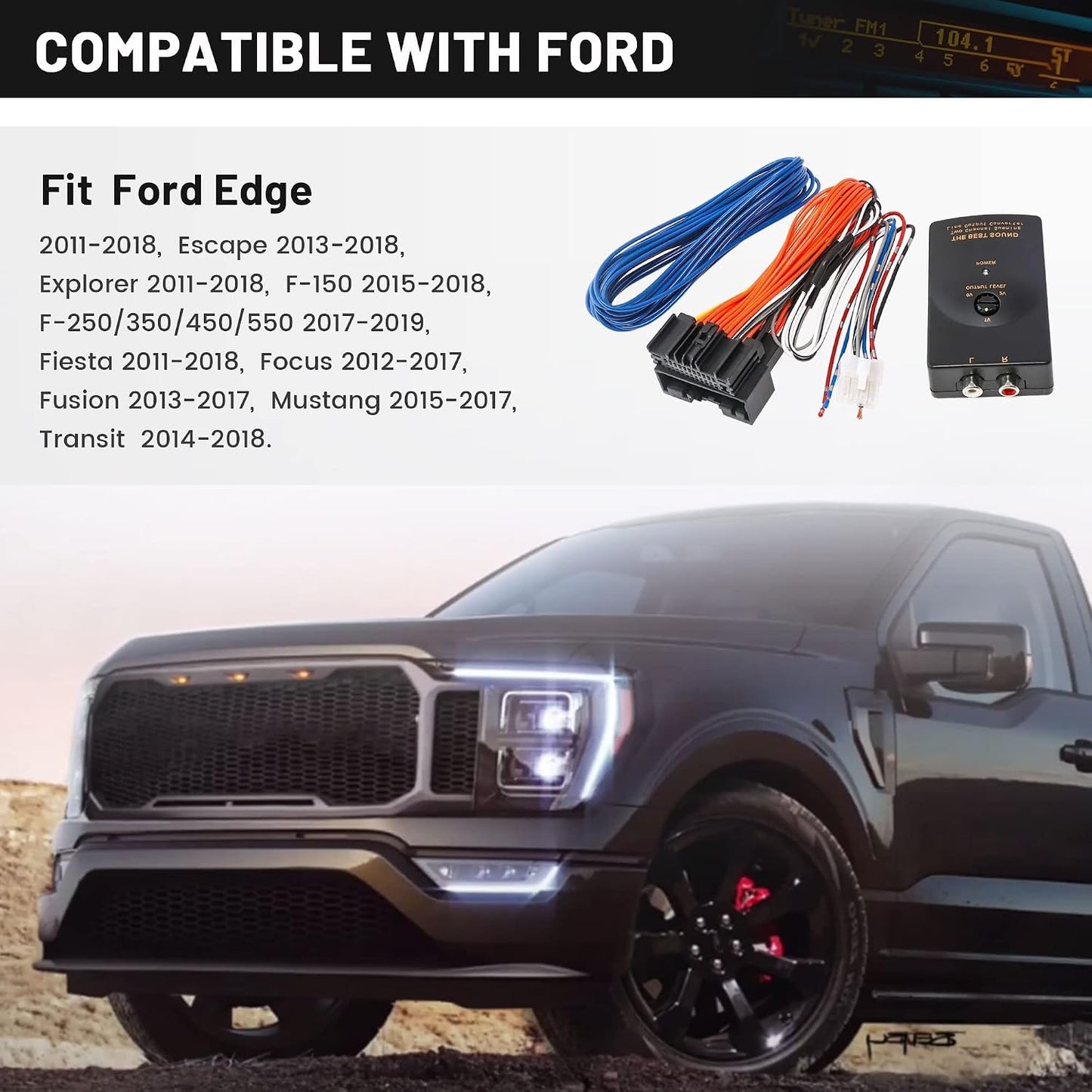 2011-2018 F150 2 NuIth Add an Amplifier Subwoofer Interface Adapter Kit Select for Ford Explorer Fusion Mustang Factory