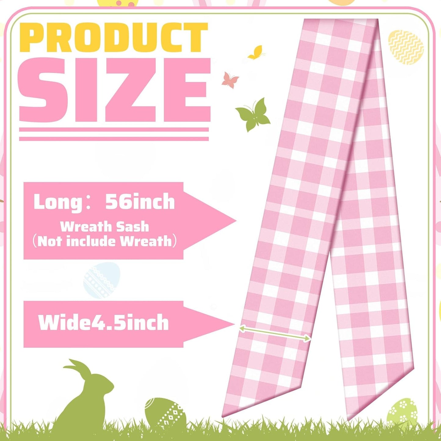 VitalCozy Easter Wreath Sash - 4 Pcs Blank Embroidery Accessories for Indoor/Outdoor Decor (4.49" x 56.30")