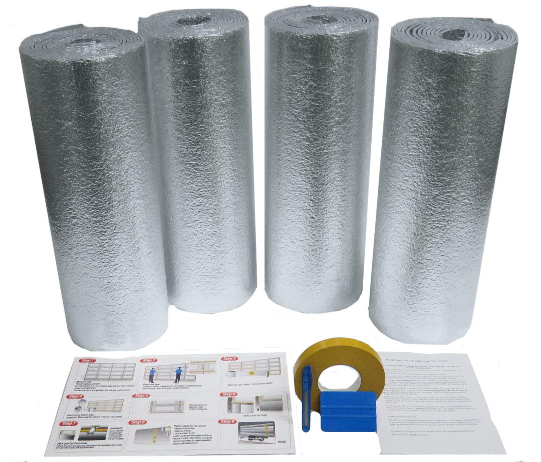US Energy NASATECH (Pre-Cut for 16 Panel) 2 Car Garage Door Reflective Insulation Kit (R8) 1/4 thick w/ New And Improved Super Heavy Duty Double Sided Foam Tape Fits 16x7 16x8 18x7 18x8 Garage Doors