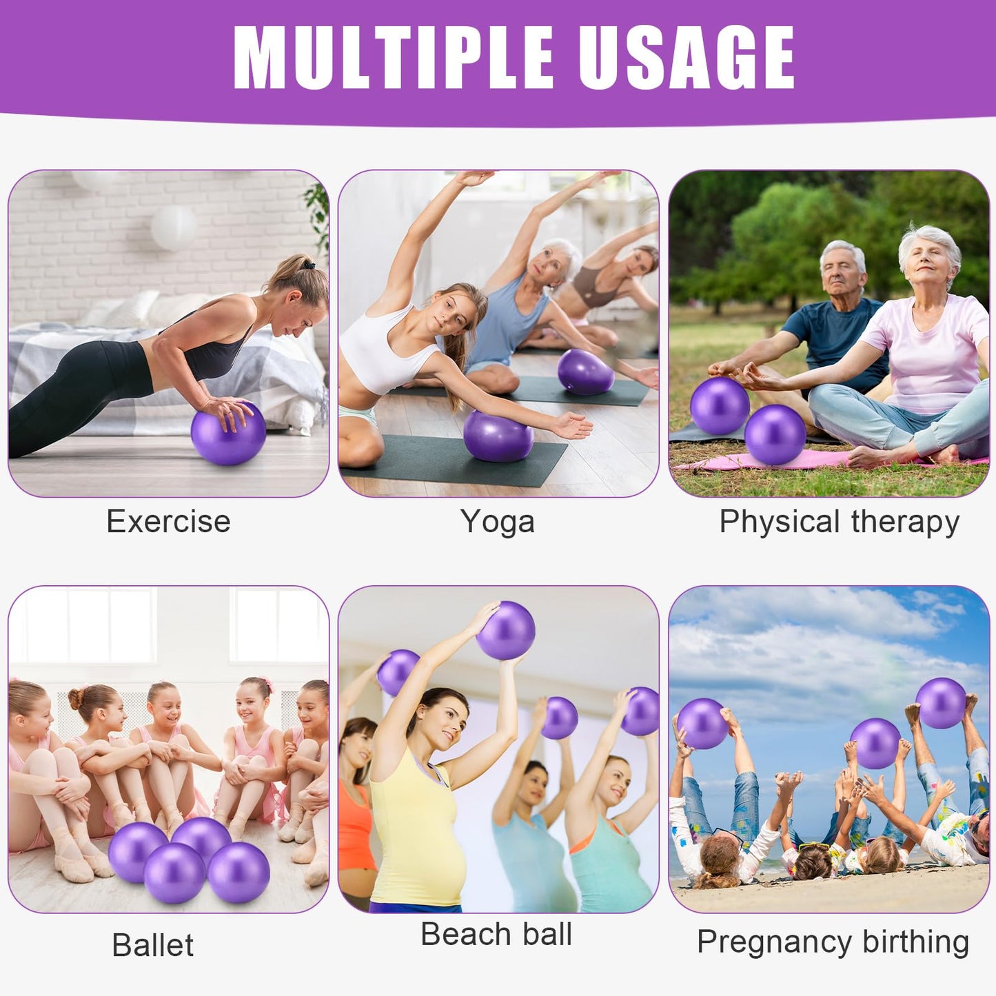 Soulchen 30 Pcs Exercise Pilates Ball 9 Inch with Bags Resistance Bands 25-30 lbs for Working Out Exercise Equipment Set for Yoga Stability Barre Training Stretching Physical Posture Training Gym