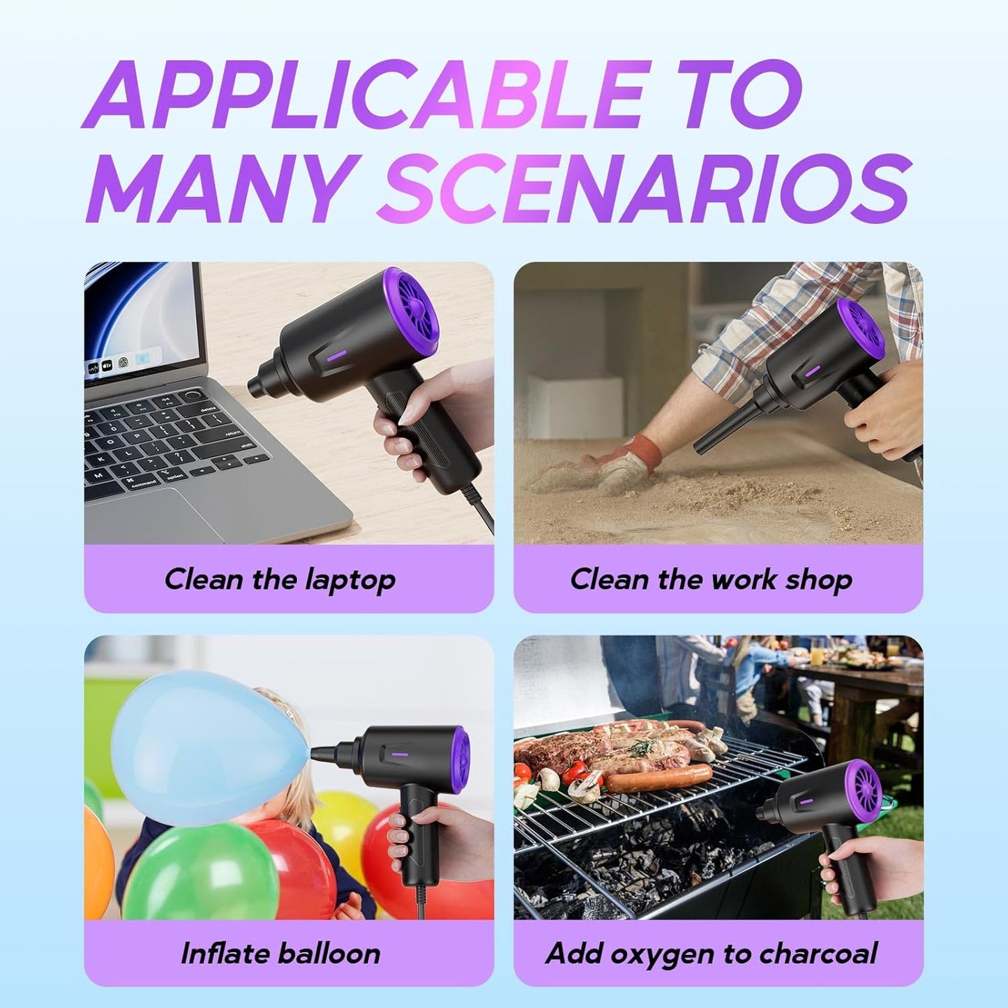 5.74 oz Electric Air Duster - Air Blower - Multi-Use Compressed Air Duster for Keyboard- Computer and PC - Powerful