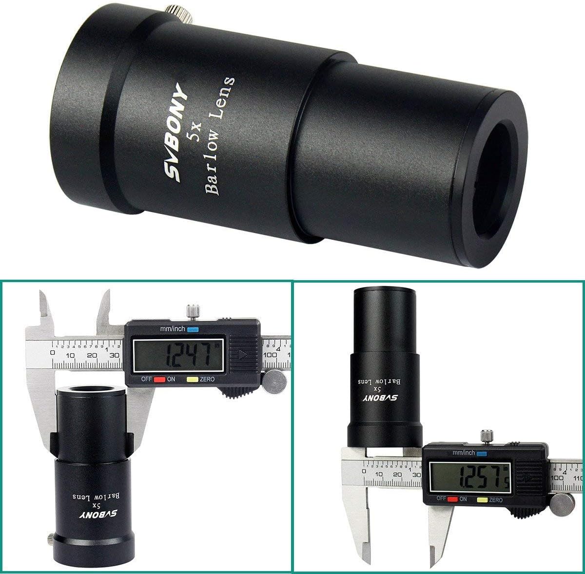 SVBONY 5X, 1.25 Inch 5X Telescope Barlow Lens Telescope Accessory, Fully Multi Coated Broadband Green Film Barlow Lens