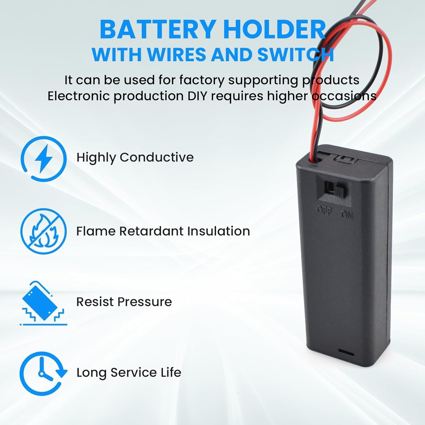 SDTC Tech 1 1.5V 1.5 1.5V 4 Packs x AA Battery Holder with Wires, Volt Battery Case Box with ON/Off Switch, Battery