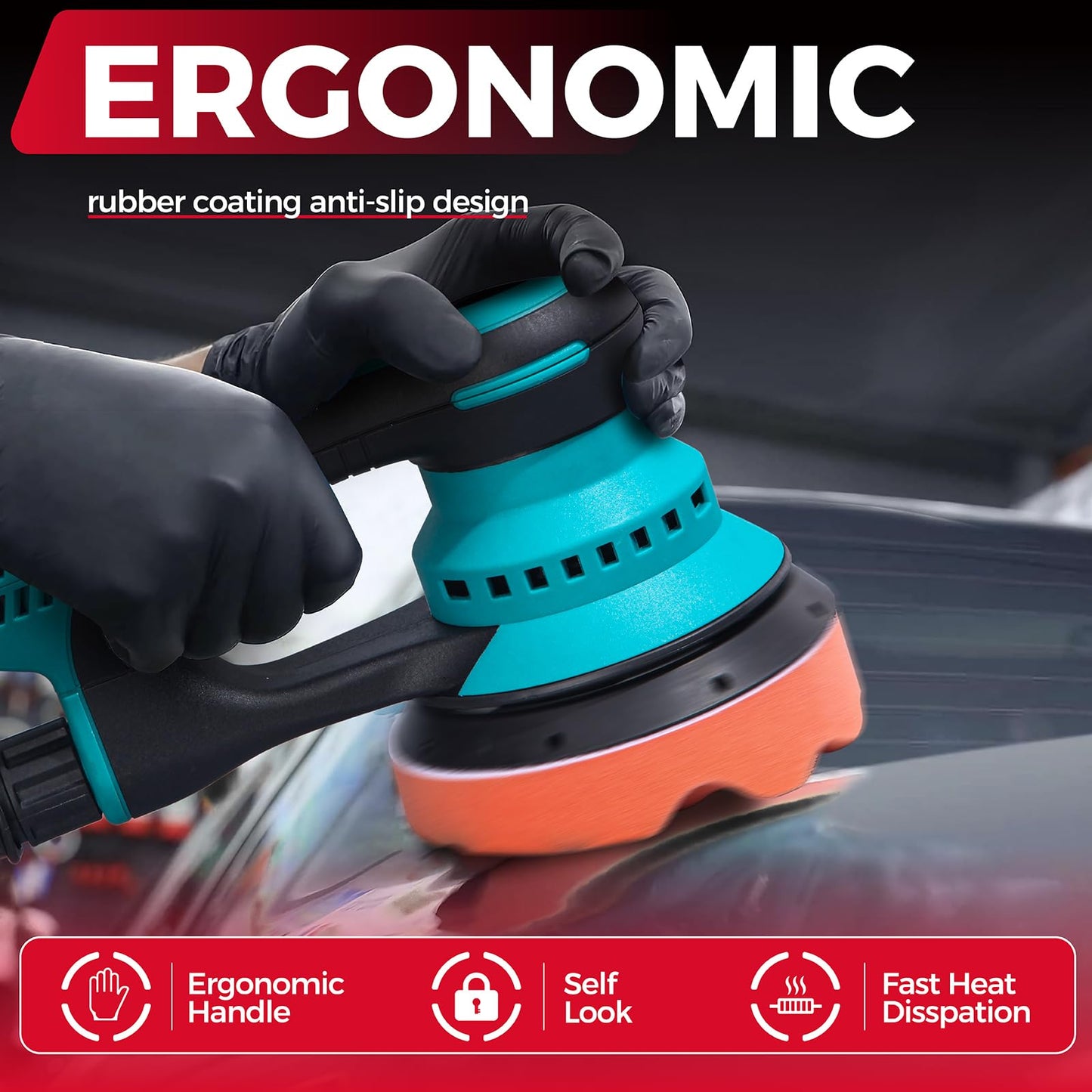 Electric Random Orbital Sander 5mm-350W Powerful Brushless Motor-With 5“/6" Hard Disk and Dust Collector-7 Variable Speed 4000-10000RPM SanderFor Polishing, Scratch Removi,Primary Wood,Panel Processin