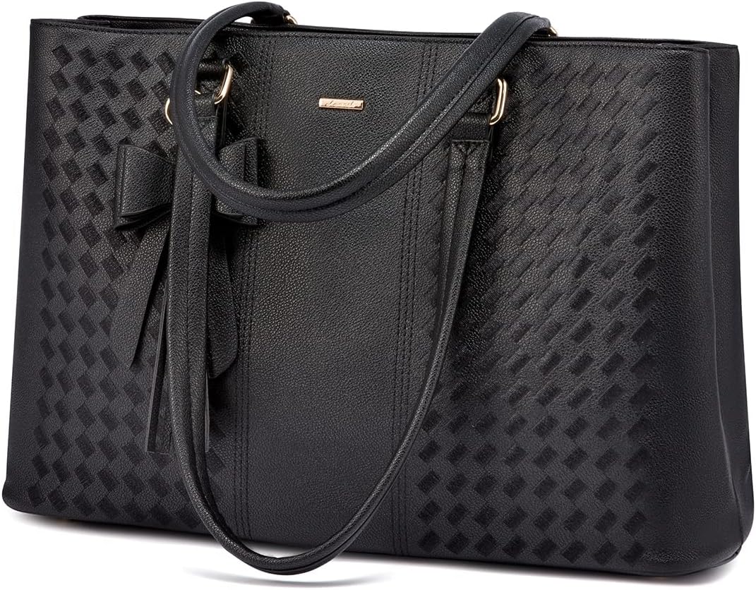 LOVEVOOK 15.6 Inch Laptop Tote Bag for Women Waterproof PU Leather Computer Bags for Business Office Work Briefcase
