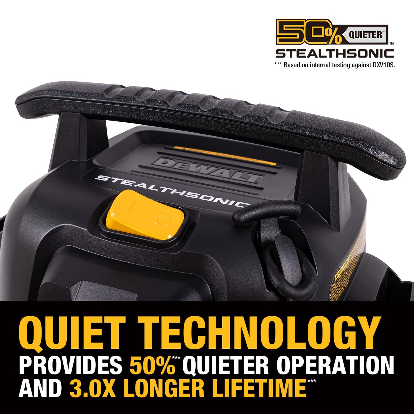 DEWALT 10 Gallon STEALTHSONIC Wet and Dry Shop Vacuum, Ultra Quiet Heavy Duty With Attachments, Powerful Outdoor Vac for Car, Garage, Workshop, Jobsite, Patio, DXV10S-QT, 5 Peak HP