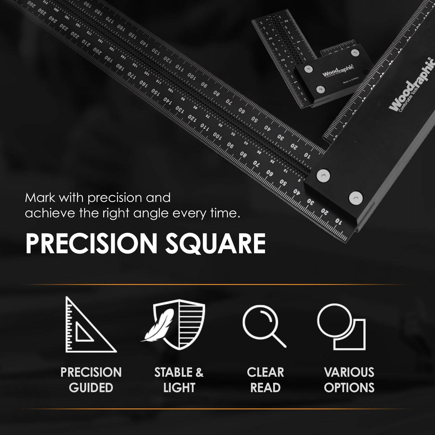 Woodraphic Large Woodworking Square MM Set 100 & 300 - Professional Framing Carpenter Tool | Aluminum Precision Machinist Ruler for Construction Layout Rafter Speed Triangle
