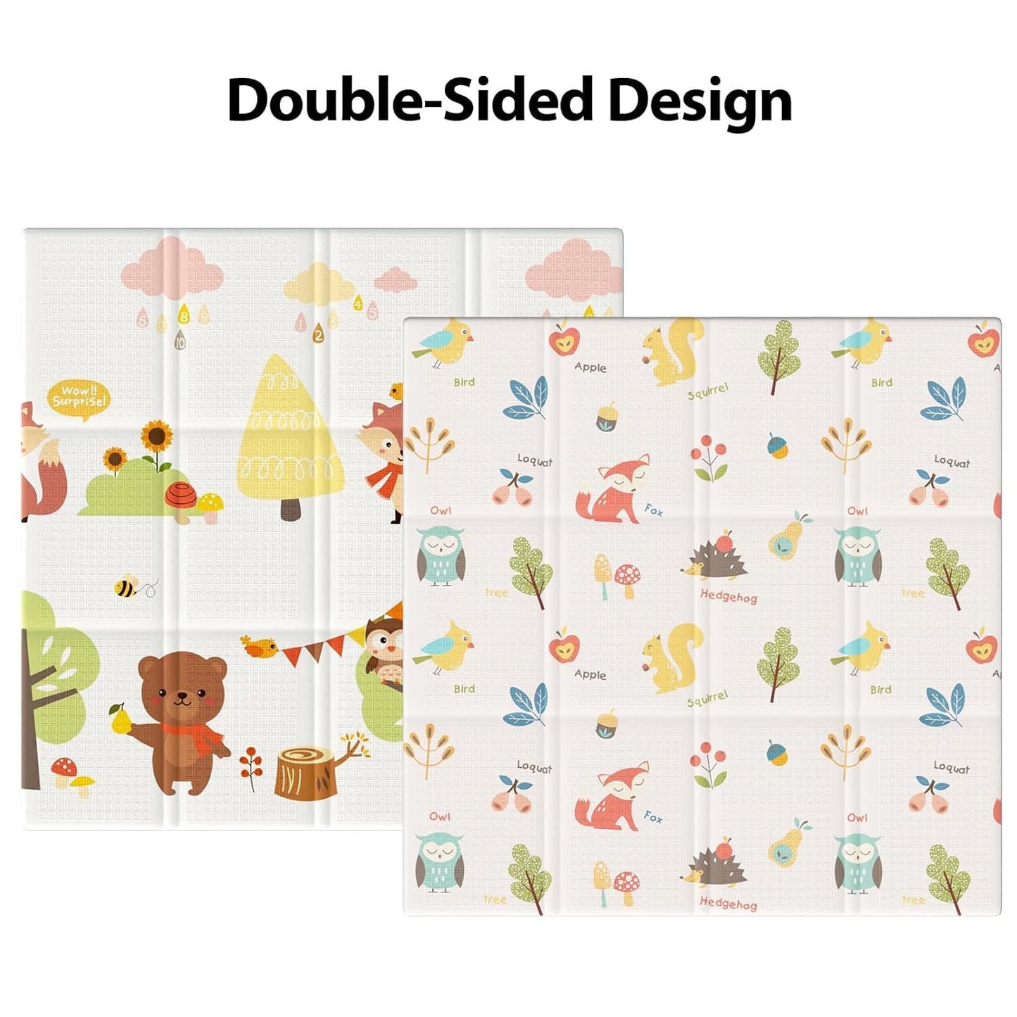XVISHX Baby Play Mat, 50 x 50 Inch Play Mat Perfect for Use Baby Playpen, Foldable Baby Foam Playmat for Floor, Portable Waterproof Activity PlayMats for Babies, Infants and Toddlers