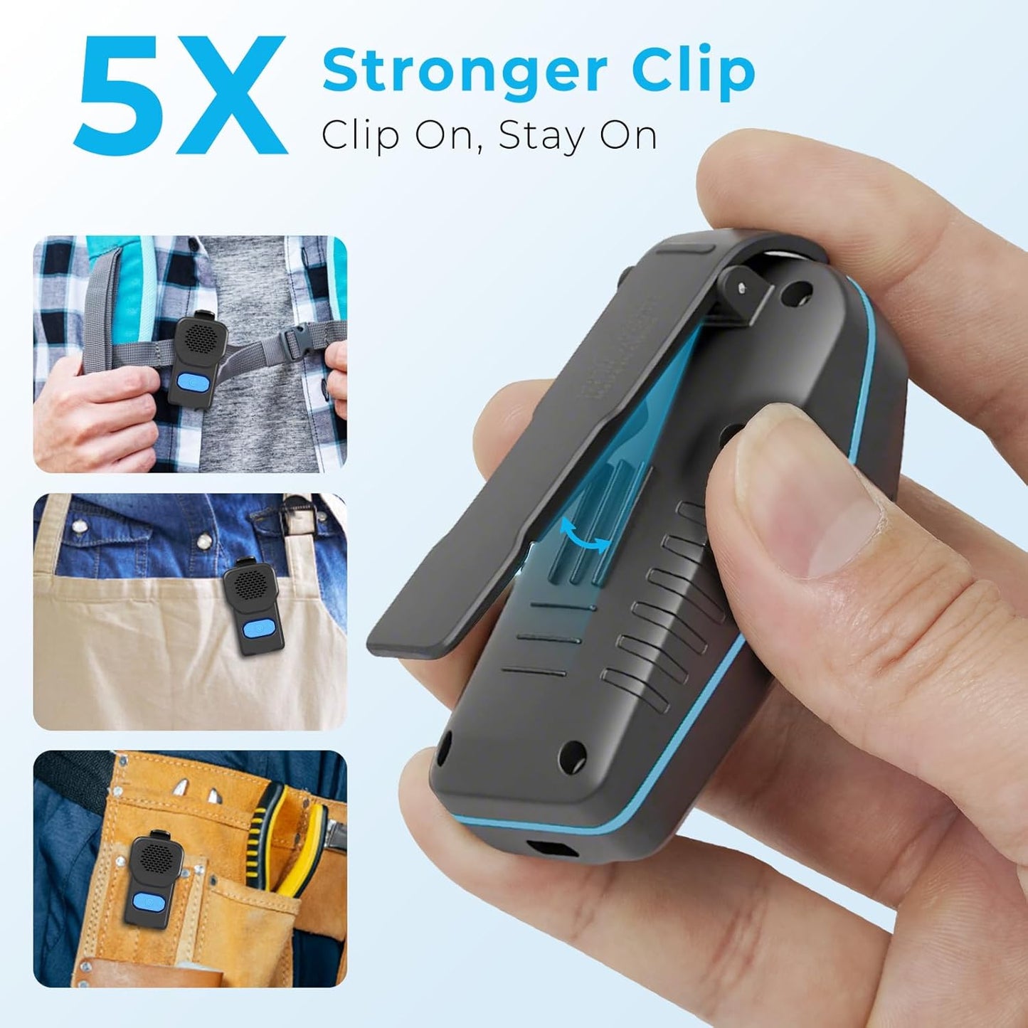 QUEENLINK 10H IPX7 5.3, Wearable Bluetooth Speaker, Working Time Clip On Portable Mini Personal Speaker, Waterproof