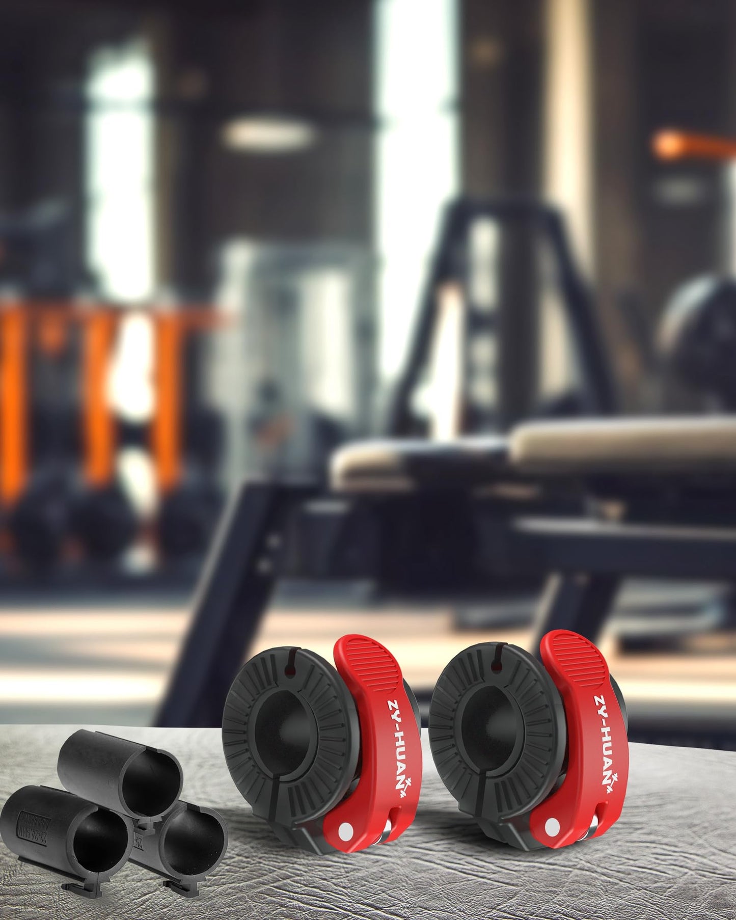 ZY-HUAN Pro Barbell Clips 1 inch Barbell Clamps 0.9-1.18inch Quick Release Weight Clips for Bars Multi-Size Adjustable Olympic Barbell Clamps (Black+Red)