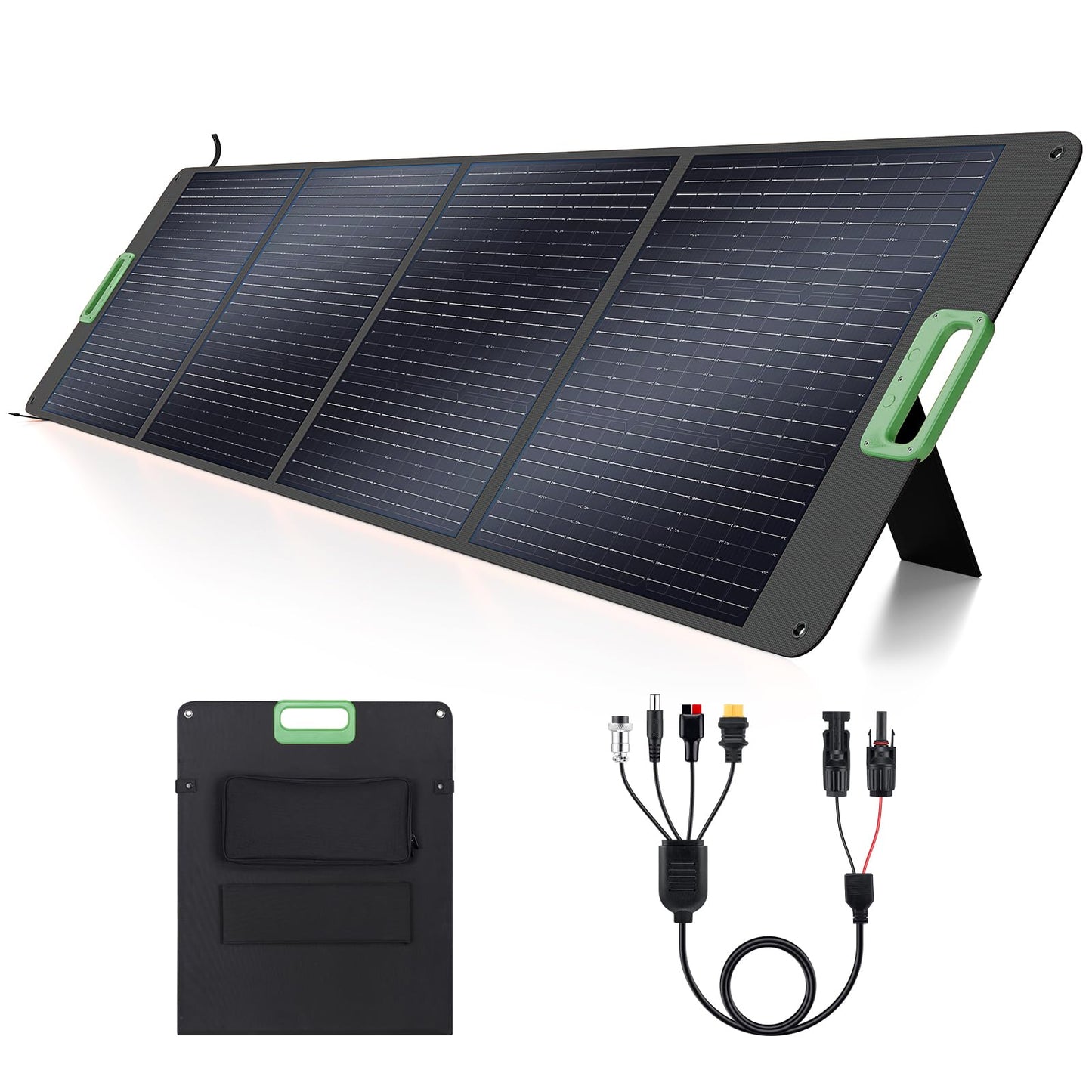 200W High Efficiency ETFE Foldable Solar Panel for Portable Power Station, IP65 Waterproof Solar Charger with Kickstands, DC XT60 & Anderson Outputs for Outdoor RV Camping Emergency Blackout
