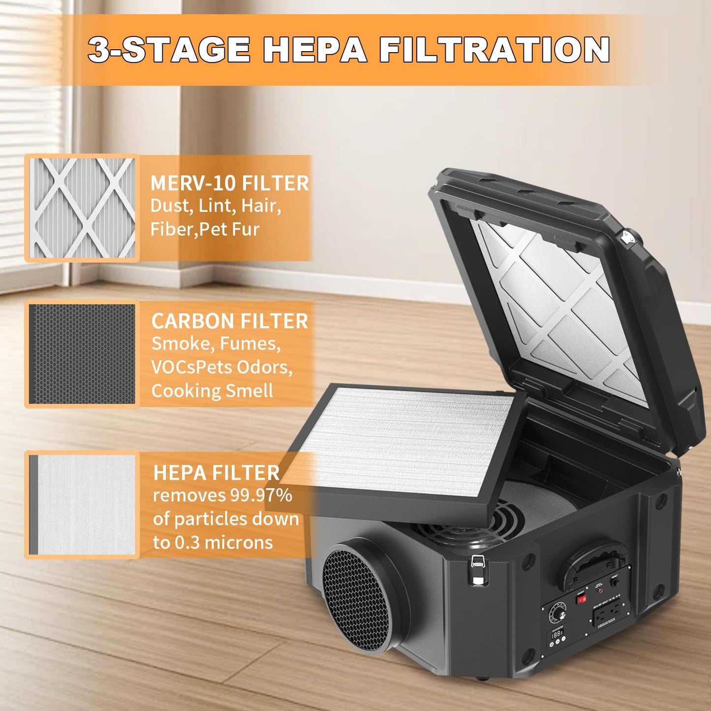 Air Scrubber HEPA Stackable Negative Air Machine for Industrial and Commercial