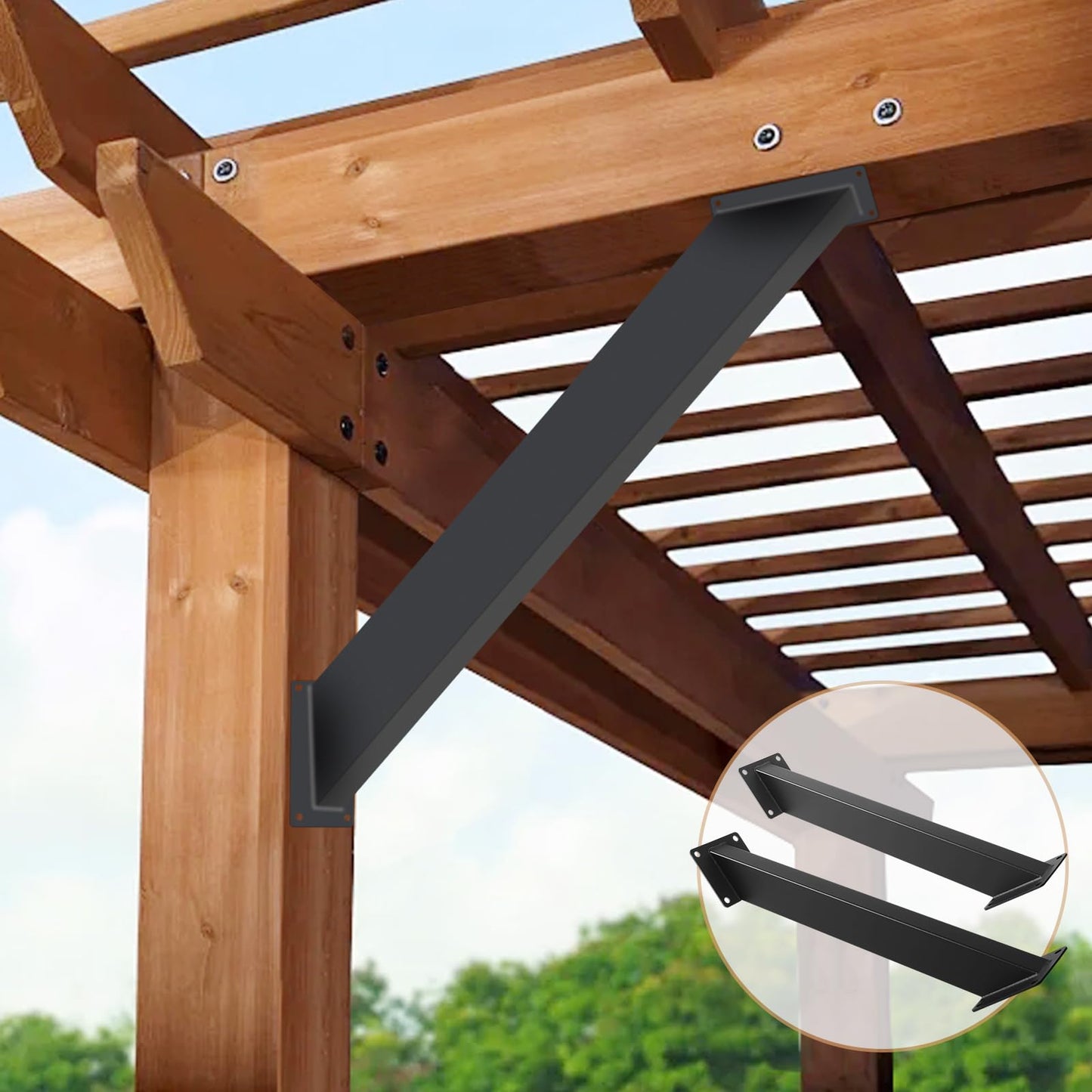 12 Pcs 45 Degree Angle Support Bracket, Pergola Kit Heavy Duty Connectors for 4 "x 4" (Actual: 3.15''x3.15'') , for Wooden Structures Such as gazebos, Tree Houses, Cabins, and Patio Kits.