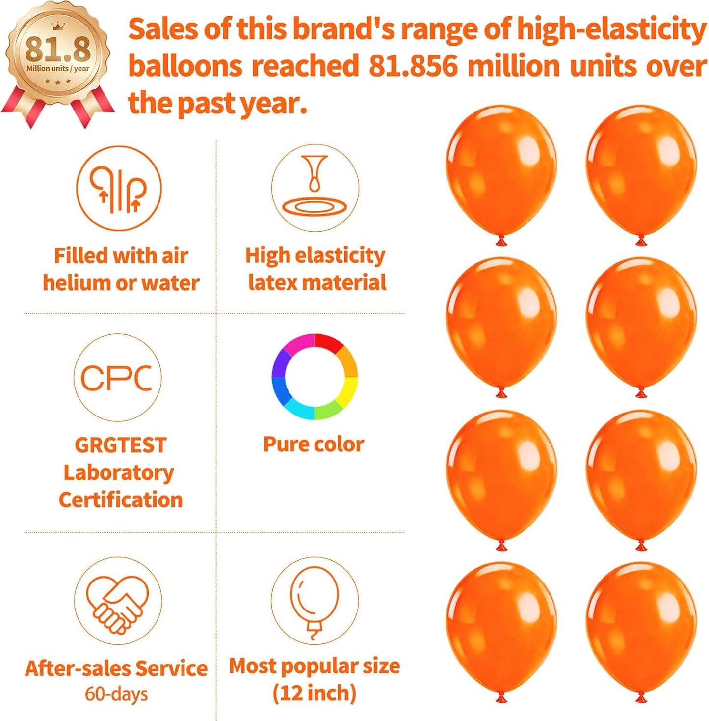 Orange Latex Balloons by [Brand Name] - 110pcs 12-Inch Balloons for Birthday Parties & Baby Showers