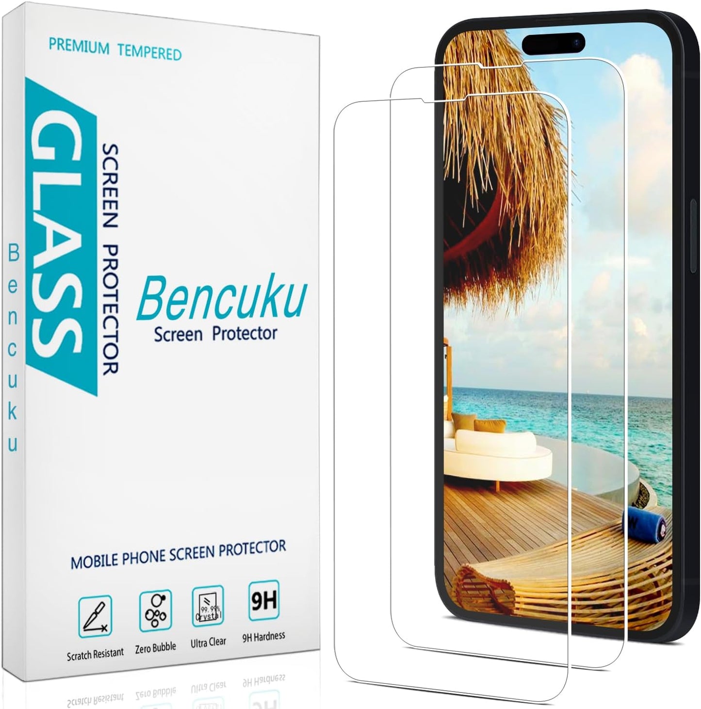 (2 Pack 14 6.1 Inch Screen Protector for iPhone Pro Tempered Glass, Anti Scratch, Bubble Free, Case Friendly