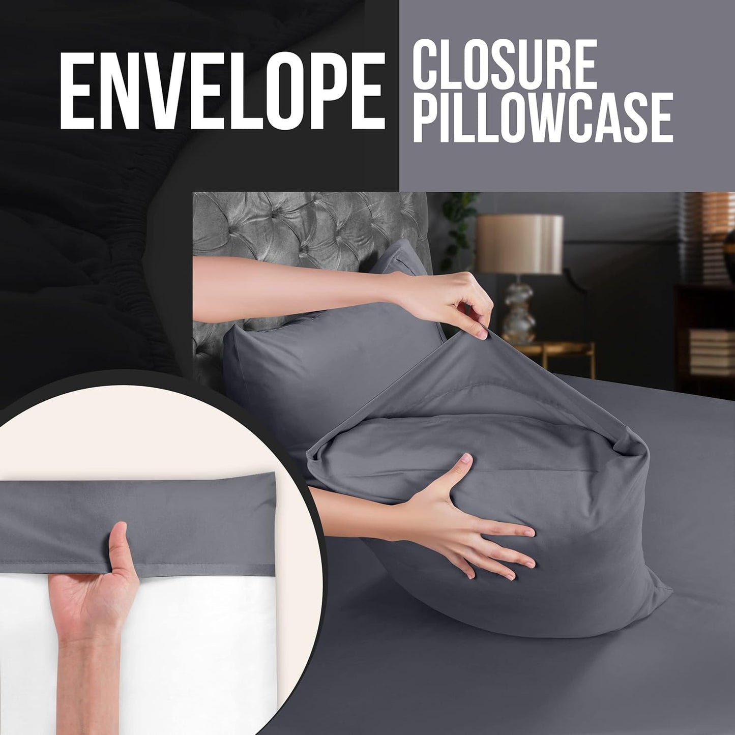 Utopia Bedding King Pillow Cases - 4 Pack - Soft Brushed Microfiber - Fade Resistant 20 X 40 Inches | Grey