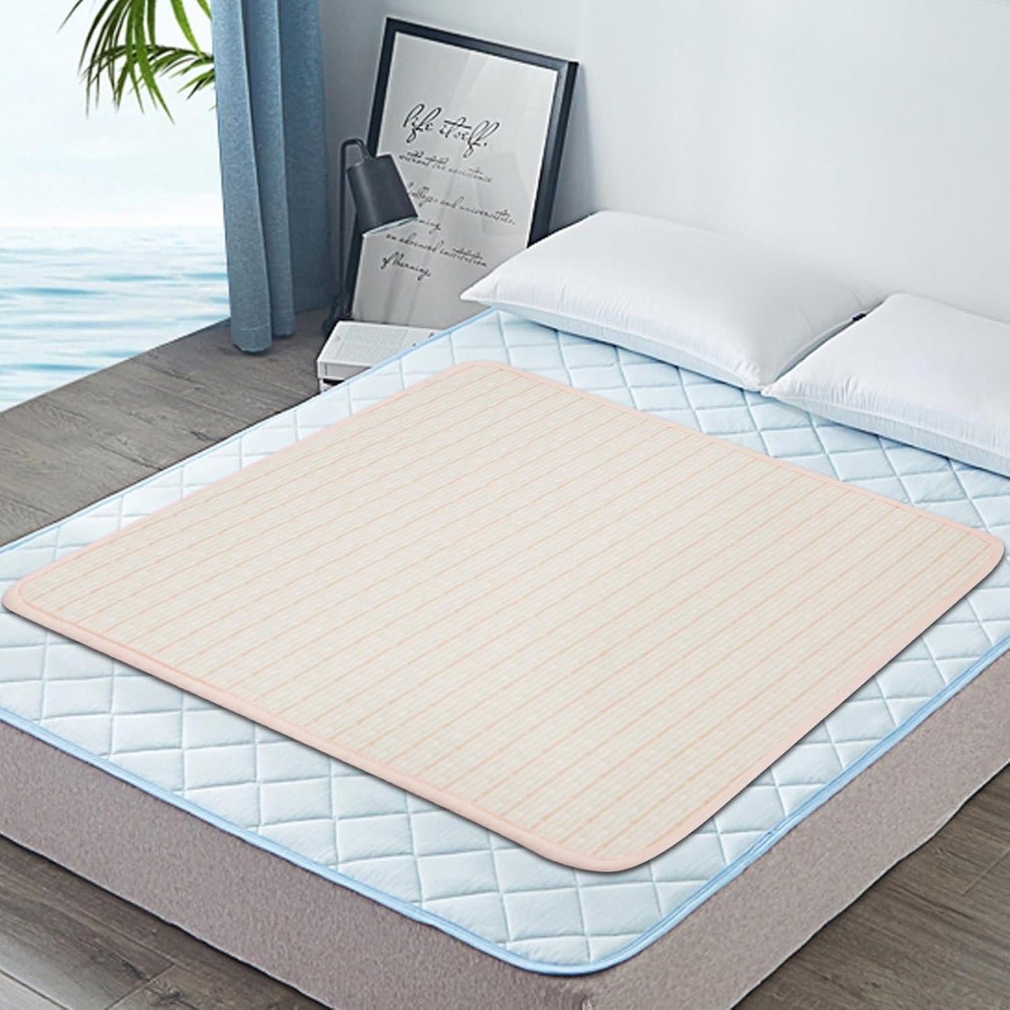 Skiennix Washable Bed Pads for Incontinence - Large 40"x55" Waterproof Underpad for Adults & Pets | Soft Beige