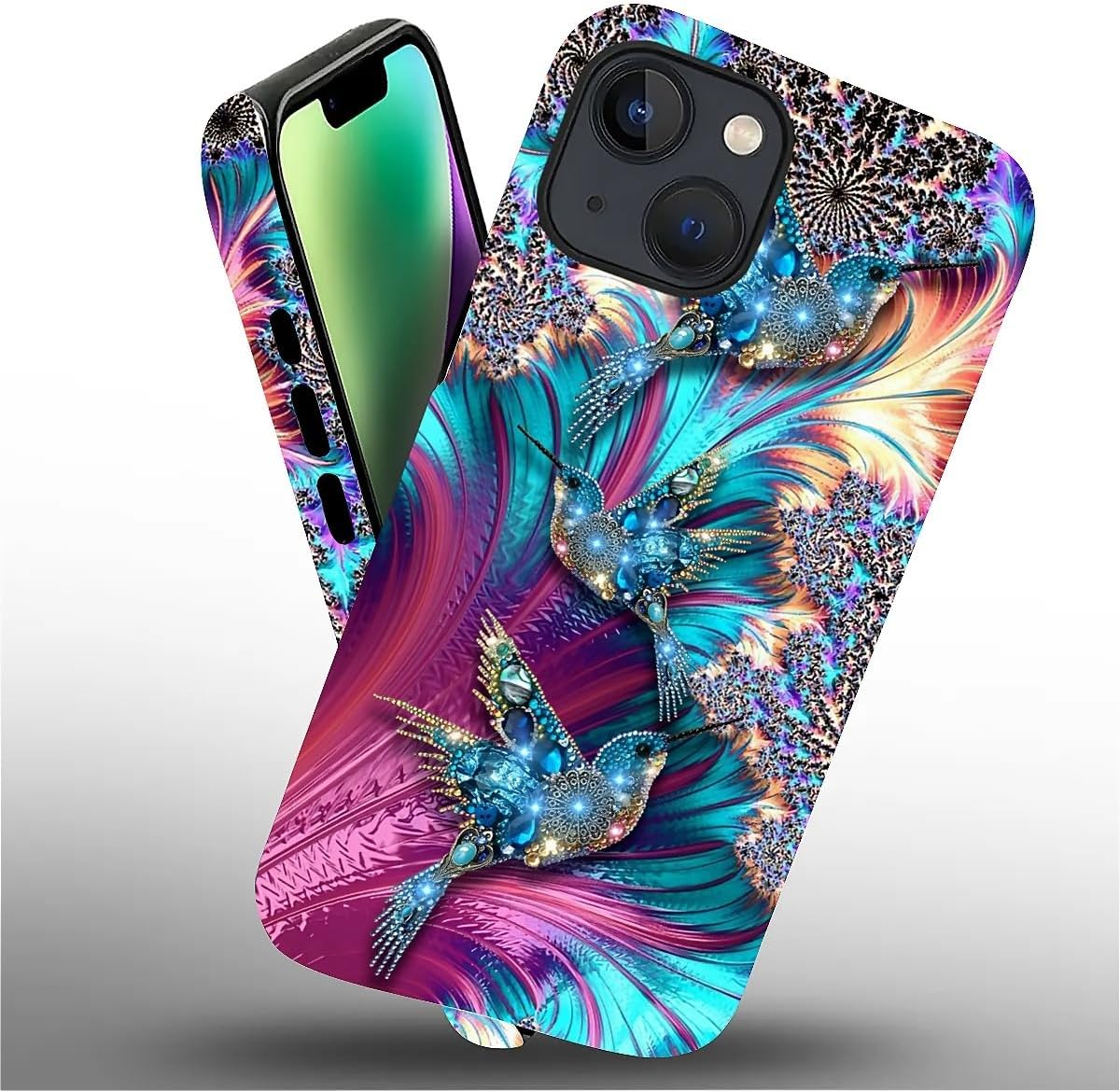 AshaPro 13 2-in-1 13 6.1inch for iPhone Case with Glossy All Inclusive Anti Fall Doublelayer Protection Soft TPU+PC