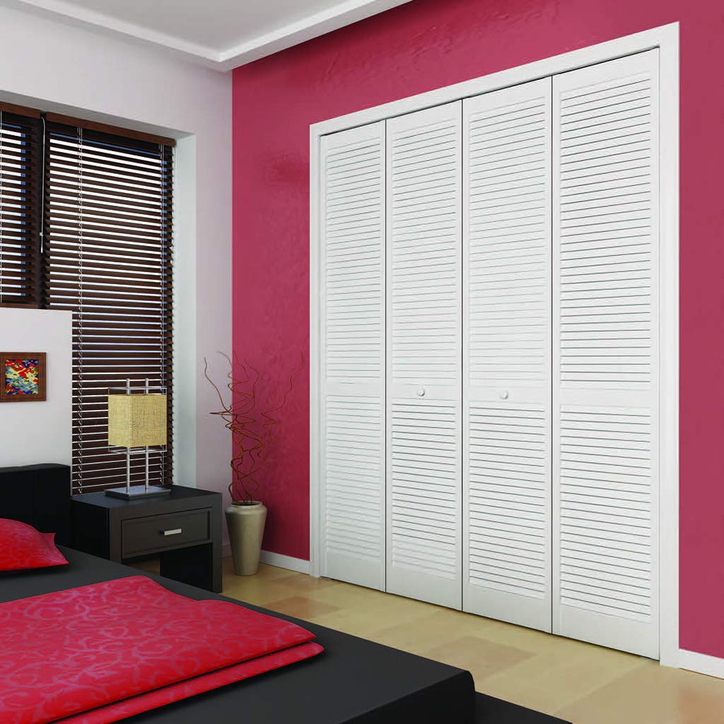 Kimberly Bay Closet Door, Bi-fold, Traditional Louver-Louver White (80x36)