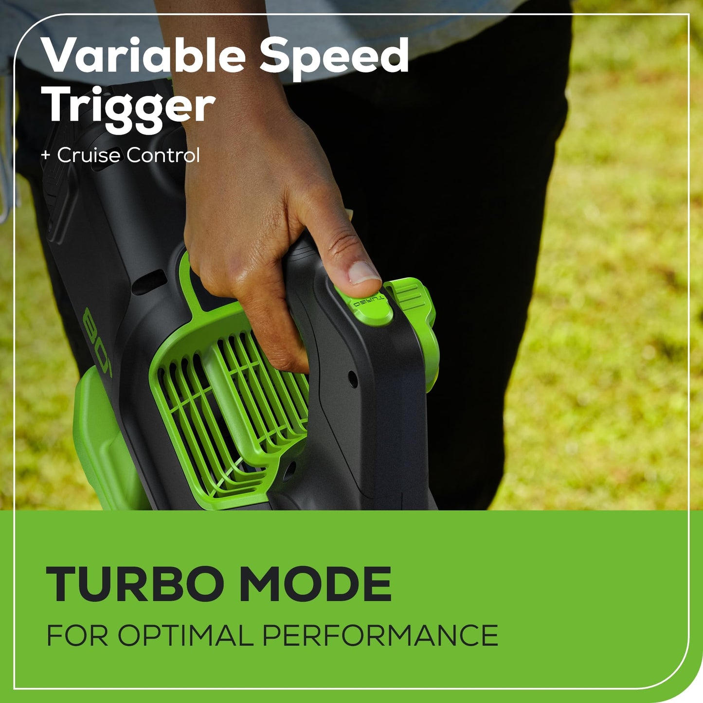 Greenworks 80V (770 CFM / 190 MPH) Brushless Cordless Leaf Blower (Turbo Button, Cruise Control, 28 CC Gas Equivalent), 4.0Ah Battery (320 Wh Max) + Rapid Charger